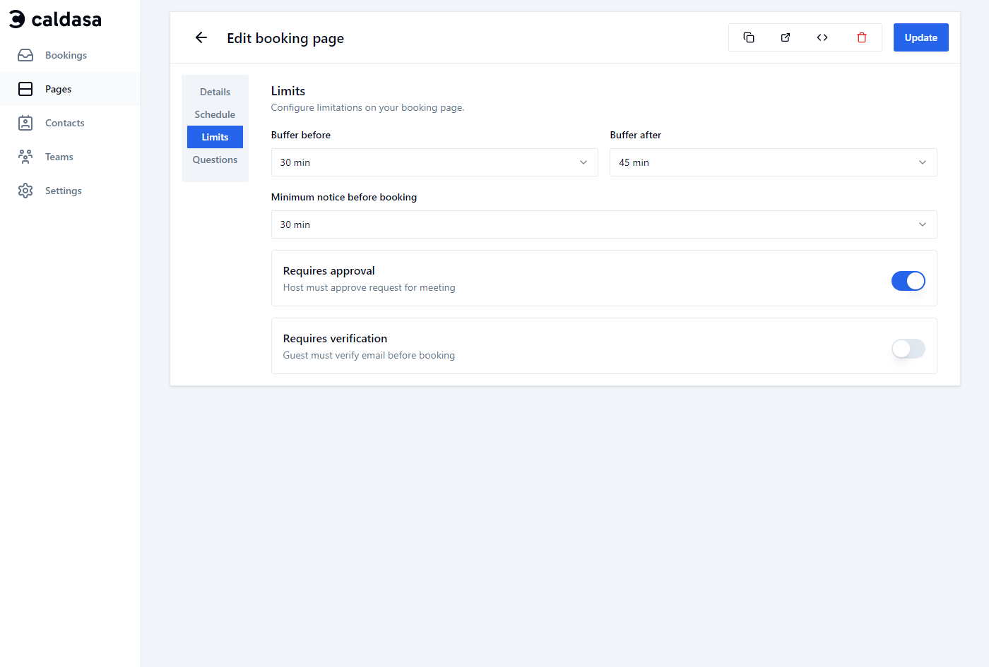 Caldasa Booking Pages